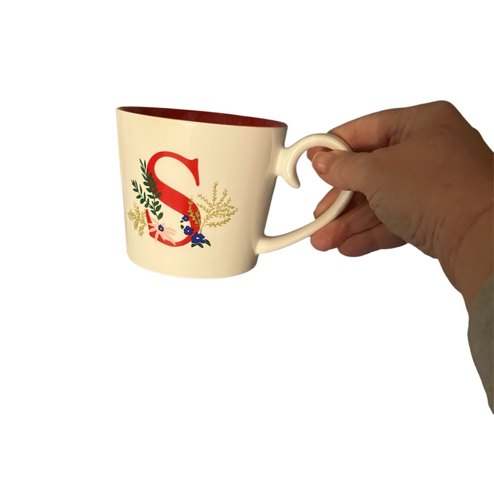 Opal House Elegant Red and White Monogram Mug